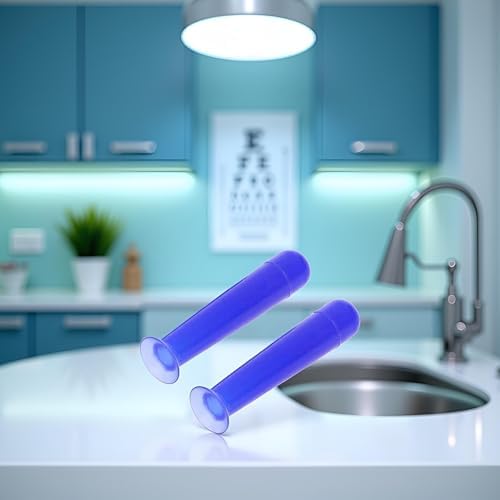 2 Pcs Blue Contact Lens Inserter Remover Tool, Handy Silicone Soft Lenses Small Suction Cups Stick,RGP Inserter Remover Cases,Applies Contacts Safely and Hygienically,Contact Lens Remover Accessories