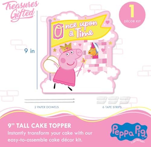 Treasures Gifted 1 Princess Peppa Pig Cake Topper - Officially Licensed Peppa Pig Cake Decoration - Peppa Pig Birthday Party Supplies - Peppa Pig Party Supplies - Peppa Pig Party Decorations