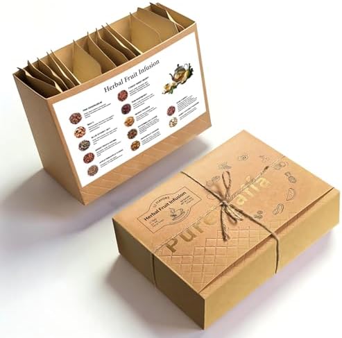Pureleafia 12-Flavor Edible Herbal Fruit Infusion Gift Box, 15g x 12 Large Pouches, 100% Caffeine-Free & No Tea Base, Cold Brew & Hot Steep, One Pack Makes 2L, Natural & Healthy Summer Hydrator for Kids & Family