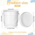 SHENLIU 10 Pack White Plastic Bucket with Handle and Lid Food Storage Bucket Containers All Purpose Pail for Multipurpose Paint Water Art Crafts Projects Garage Organization Storage Fish Water (2 Qt)
