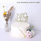 Rsstarxi 1 Pack Eid Mubarak Cake Topper Gold Glitter Moon Star Hajj Mubarak Eid Cake Picks Islamic Muslim Eid Mubarak Festival Ramadam Kareem Party Cake Decorations Supplies.