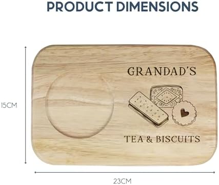 eBuyGB Personalised Engraved Grandad's Tea and Biscuit Serving Board, Gift for Grandpa, Papa, Taid