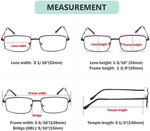 Eyekepper 3-pack Readers Rectangular Spring Temple Large Metal Reading Glasses Men Black +2.50