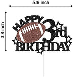 Football Happy 3rd Birthday Cake Topper - Football/Sport Theme Birthday Party Decorations for Boys - Three Years Birthday Party Supplies