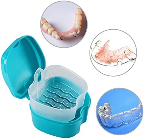 Denture Bath Case Cup with Denture Cleaner Brush & Retainer Holder Box, Complete Clean Care for Dentures, Clear Braces, Mouth Guard, Night Guard & Retainers,Traveling (Pink)