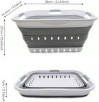 SAMMART 42L (11 gallon) Collapsible Plastic Laundry Basket - Foldable Pop Up Storage Container/Organizer - Space Saving Hamper/Basket (1, White/Grey)