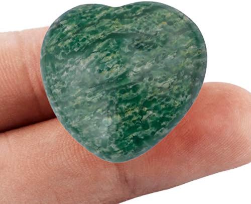 mookaitedecor 0.98 Inch African Jade Crystal Heart Shaped Worry Stone Pack of 5, Carved Pocket Palm Stones for Chakra Reiki Healing Decoration