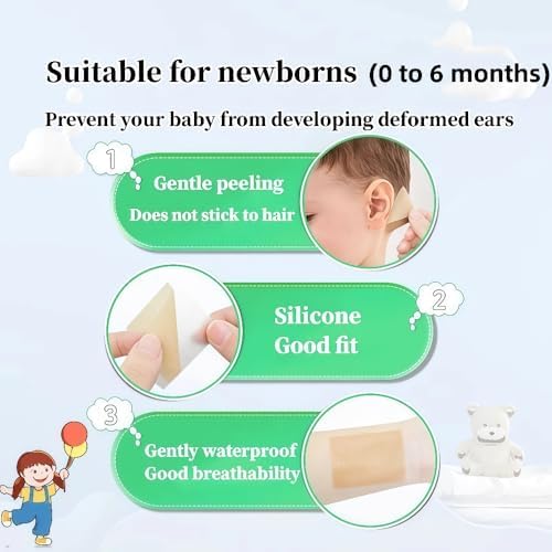 4cmx100cm Newborn ( 0 to 6 months ) Auricle Valgus Deformity Correction Patch, Baby Ear Aesthetic Silicone Gel Tape for Cup Ear, Lop Ear, Stick Out Ear, Prominent Rar, Infant Protruding Ear Stickers