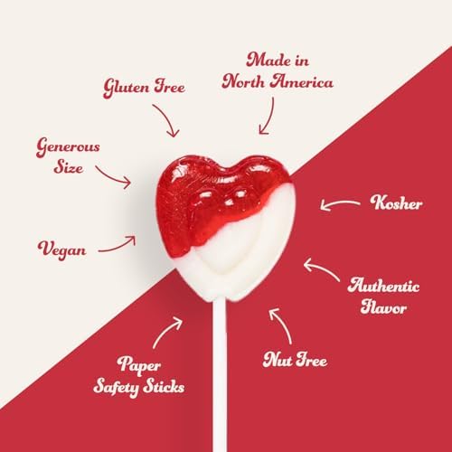 Heart Lollipops by Candy Creek, Bulk 5 lb. Carton, Strawberry Cream Wedding Favor Candy- nut free