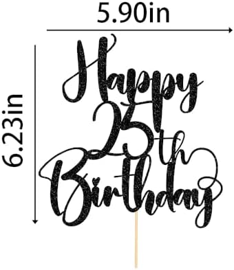 Happy Birthday 25th Cake Topper，Men/Women 25th Birthday,25th Anniversary Party Cake Topper Decorations/Dinner Party Decorations (25)