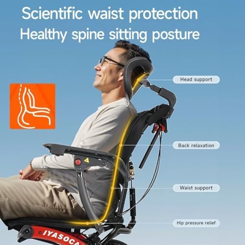 Reclining Lightweight Wheelchair - 28LB Foldable Travel Wheelchair for Adults & Seniors, 330LB Capacity, 90-135° Adjustable Backrest w/Removable Headrest & Anti-Tip Wheels