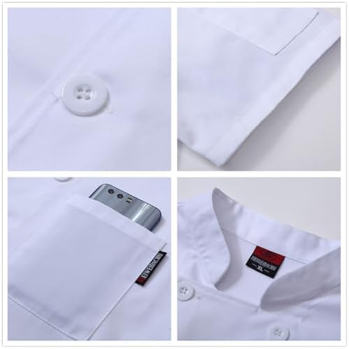 Men's Chef Coat Uniform Short Sleeve Cook Jacket Restaurant Kitchen Work Clothes