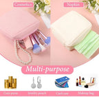 JIEYAO 2Pcs Corduroy Sanitary Napkin Storage Bag, Portable Period Bag for Women, Cute Period Pouch Soft Menstrual Cup Pouch Menstruation First Pad Bag Tampon Holder