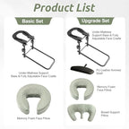 Massage Headrest for Bed, Adjustable Massage Face Cradle at Home, Portable Massage Table Kit for Sleeping Mattress, Face Down Pillow After Eye Surgery (with Armrest Shelf & Breast Pillow)
