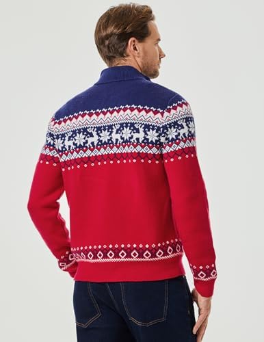 JMIERR Men's Cable Knit Pullover Sweater Casual Long Sleeve Stand Collar Button Knitted Sweaters