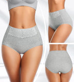 MISSWHO Women's High Waisted Cotton Underwear Soft Breathable Full Coverage Stretch Briefs Ladies Panties 5-Pack