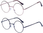 4 Pack Reading Glasses for Women Men Retro Round Metal Frame + Glasses Strap