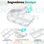 Meekoo 8 Pcs Travel Pill Organizer Pocket Portable Pill Case Daily Container Small Container Medicine Travel with 10 Compartments for Purse Fish Oil Medicine(Clear White)