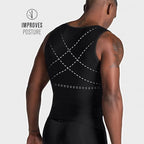 Leo Mens Shapewear Tummy Control Compression Vest for Men – Body Shaper Undershirt, Back Support & Posture Corrector