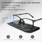 Reading Glasses for Men Square Lightweight TR90 Frame mens Accessories Computer Anti Blue Light Blocking Eyeglasses