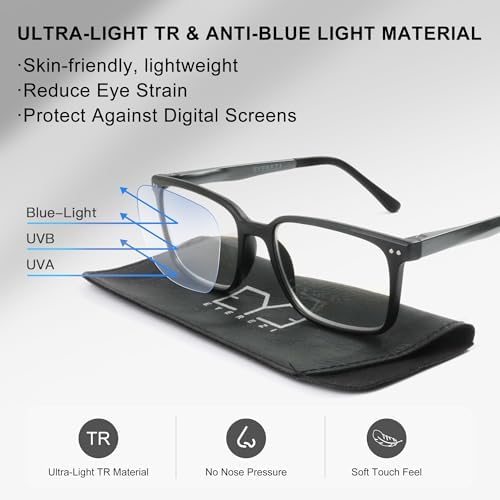 Reading Glasses for Men Square Lightweight TR90 Frame mens Accessories Computer Anti Blue Light Blocking Eyeglasses