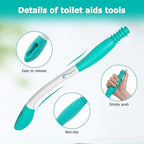 Fanwer Toilet Aids and Long Reach Handled Comb Sets, Toilet Aids for Wiping, Long Handle Brush for Disabled, Elderly, Pregnant, Overweight People