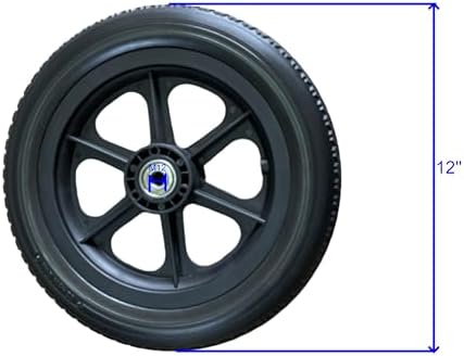 Wheelchair 12 inch Rear Wheel Assembly 12 1/2 x 2 1/4 Replacement Wheels for Manual Wheelchairs PU Foam Tire.Non-Slip Solid Tires with 12mm Bearings(1Ea,Black)