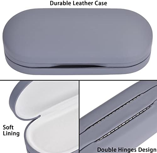 Muf 2 in 1 Contact Lens Case and Glasses Case, Double Sided Design with Mirror, Portable Travel Kit with Tweezer, Remover and Solution Bottle, Grey