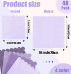 SietDESEO 48 Pieces 3-ply Gradient Purple Napkins Disposable Folded 5 x 5 Inches Scalloped Cocktail Napkins Paper Napkins for Dinner Wedding Birthday Party Dessert Napkins