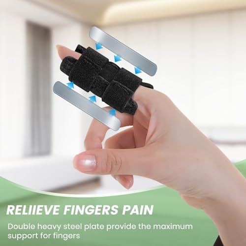 2Pcs Finger splints with 2 Metal Bar, Finger Support Brace for Trigger Finger, Broken Finger, Mallet Finger