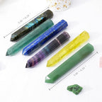 Apengshi 1PCS Natural Crystal Green Fluorite Tower 5.9"-6.3" (15-16cm) 6 Faceted Single Point Prism Healing Crystal Wand for Meditation Reiki Chakra Therapy