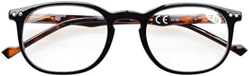 Eyekepper Retro Reading Glasses for Women Reading +1.75 Black Frame Tortoise Arms Mens Readers Eyeglasses
