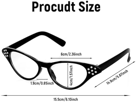 Pistha 50s Cat Eye Rhinestone Glasses Old Lady Granny Costume Glasses for Women Hip Hop Halloween Carnival Party Favor
