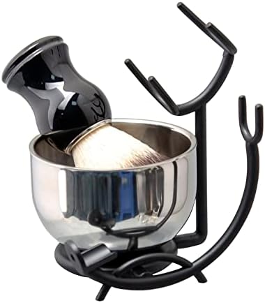 Grandslam Shaving Brush and Bowl Kit for Men, 3 in 1 Shaving Brush Set, Stainless Steel Shaving Bowl and Stand, Shaving Kit for Men