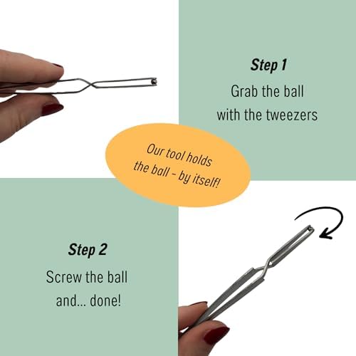 Piercing Ball Grabber Tool - for Small Balls 2mm or larger - Self-Retaining - Stainless Steel - Ball Holder Tweezers T1 - Piercing Tools for Changing Jewelry