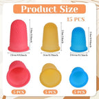 15 Pcs Hot Glue Finger Thimbles Rubber Finger Tips Protector Covers Reusable Silicone Guard Pads Grips Fingertip for Paperwork Cutting Counting Crafts Embroidery Sewing Cutting Sorting Task