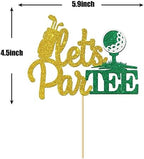 Maicaiffe Let's Partee Cake Topper, Golf Theme Birthday Retirement Party - Sport Birthday - Golf Enthusiast Club Party Cake Decorations Gold Glitter