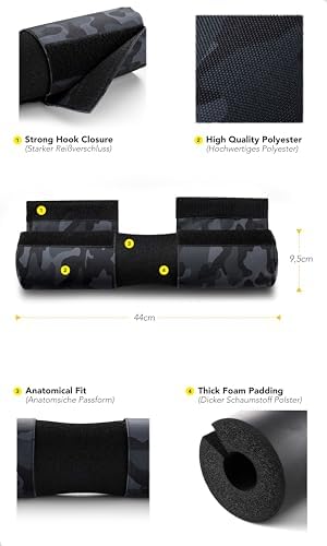 Fitgriff® Barbell Hip Thrust Pad for Squats, Lunges & Glute Bridges – Weightlifting Cushion for Neck & Shoulder Protection – Fits Olympic & Standard Bars