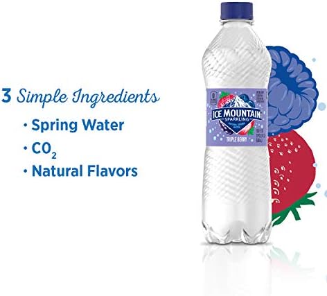 Ice Mountain Sparkling Water, Triple Berry, 16.9 oz. Bottles, 8 Count