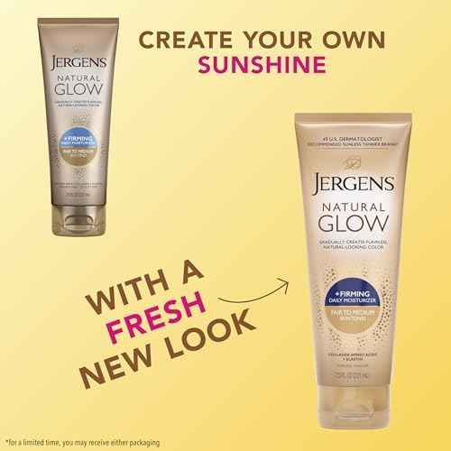 Jergens Natural Gradual Glow Bundle Pack: Daily Moisturizer +Firming 7.5fl oz and SPF20 Face Moisturizer 2fl oz, Fair to Medium