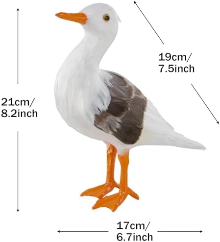 White Seagull Nautical Decor, Life Like Feathered Sea Bird Statue for Home Table Christmas Decorations （2pieces）