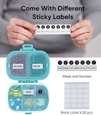 Holii Travel Pill Organizer, 8 Compartments Portable Pill Case, Daily Pill Box to Hold Vitamins, Small Pill Container for Pocket Purse Medicine Organizer（Blue）