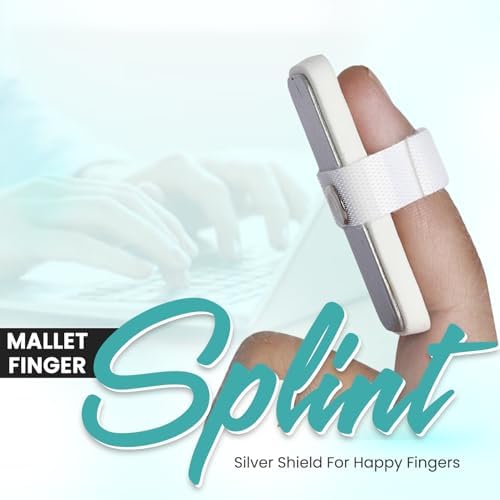 Mallet Finger Splint Brace – Silver Adjustable Finger Immobilizer for Mallet Finger, Trigger Finger, DIP Joint Injury & Fracture – Universal Size Support (1 Unit)