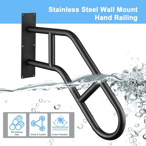 Handrails for Outdoor Steps,Stair Railing Indoor 1-3 Step，Hand Rails for Elderly, Porch Railing & Deck Hand Rail Wall Mount Stair Hand Grab Bars, U-Shape Safety Handle for Garage, Porch, Garden