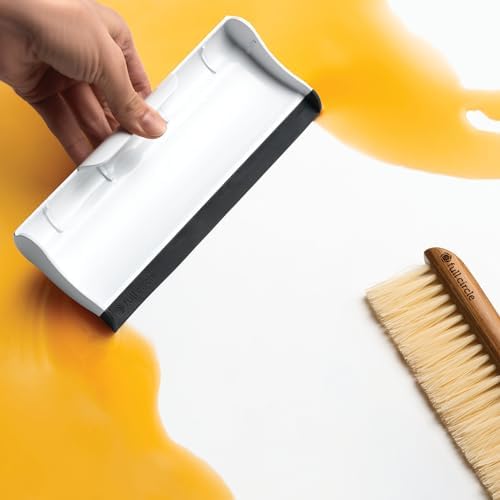 Full Circle Crumb Runner, Countertop Sweep and Squeegee, Mini Portable Brush, Compact Storage, Sustainable Bamboo Handle