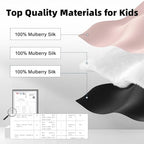 Silk Sleep Eye Mask for Kids, 100% Real Natural Pure Silk Sleeping Masks, Blindfold Sleep Eye Cover with Adjustable Strap, Soft & Lightweight Night Eyeshade for Boys Girls Teens (Pink)