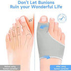 2PCS Bunion Corrector for Women & Men Big Toe, Big Toe Separators, Hammer Toe Straightener, Bunion Pads with Spacers, Hallux Valgus Pain Relief, Comfortable & Breathable for Day/Night