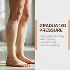 Plus Size Calf Compression Sleeves (2 Pairs), 20-30mmHg Footless Compression Socks for Men Women, Leg Sleeves for Shin Splints Pain Relief, Varicose Veins, Edema, Nursing, Travel, Running, Beige 4XL
