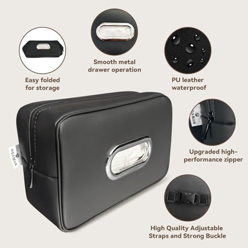 Noaman Upgraded Large Car Tissue Holder Premium PU Leather Tissues Box Cover Backseat Rectangular Napkin Holder for Car Fits for 120 Standard Kleenex Tissues Box for Car Organization Accessories Black