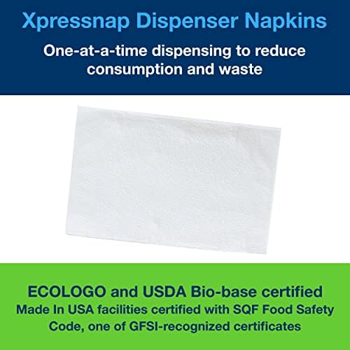 Tork Xpressnap® White Dispenser Napkin N4, One-at-a-Time Dispensing, 1-ply, 1/4 Fold, 13" x 8.5 ", 12 x 500 Napkins, 109000